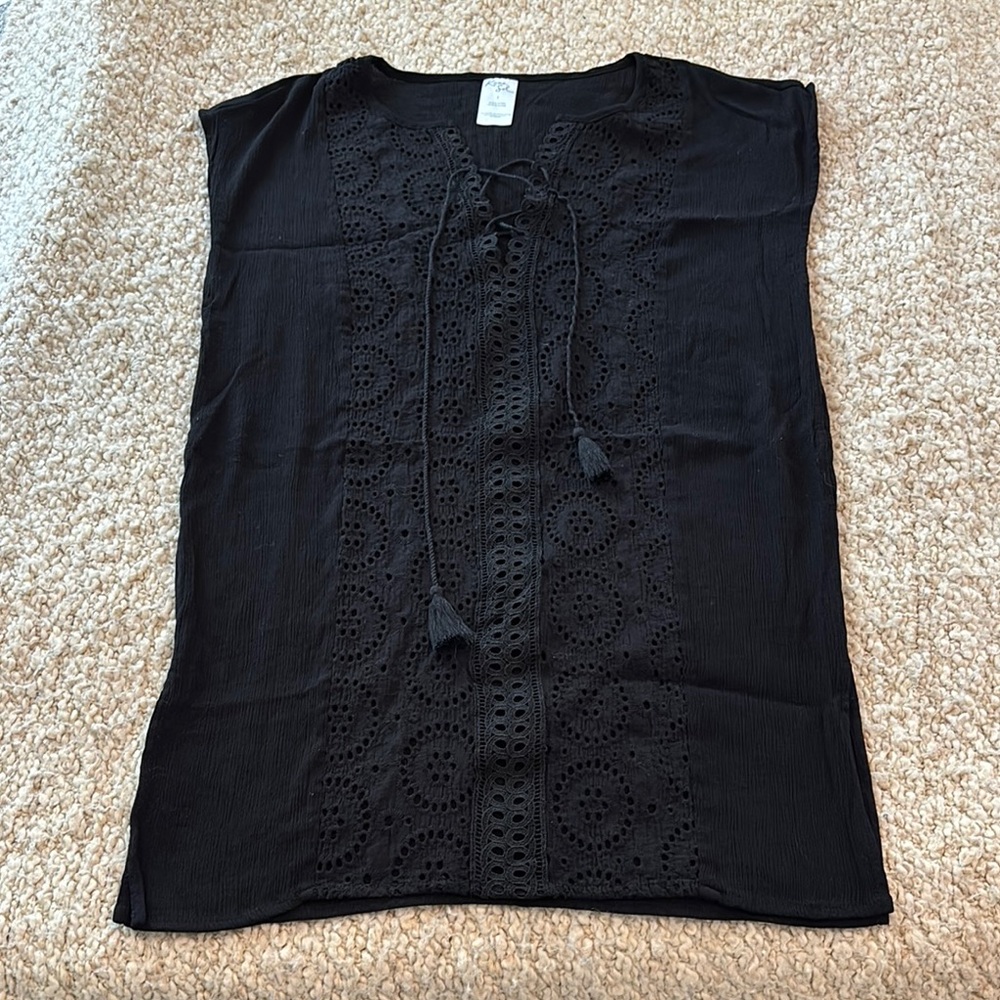 Kona Sol Sleeveless Swim CoverUp size small black
